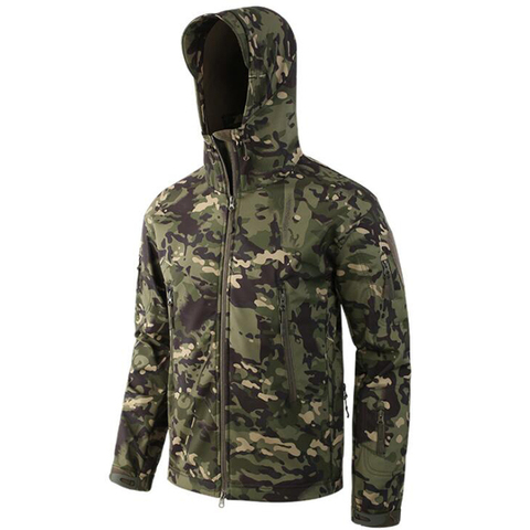 Wholesale Tactical Jackets Men Camouflage Shark Skin Soft Shell Waterproof Hooded Military Jacket Camo Fleece Raincoat Coats ► Photo 1/6
