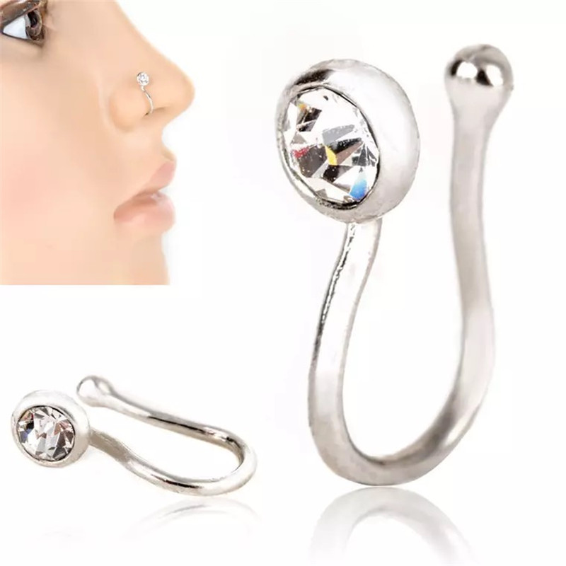 Copper Fake Piercing Nose Ring Clip On Ear Clip Body Jewelry Girl For Women