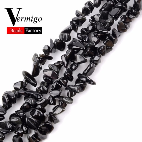 Natural Gem Stone Black Agates Irregular Freeform Chip Gravel Beads For Jewelry Making Diy Necklace Bracelet 3-5-8-12mm 16inches ► Photo 1/4