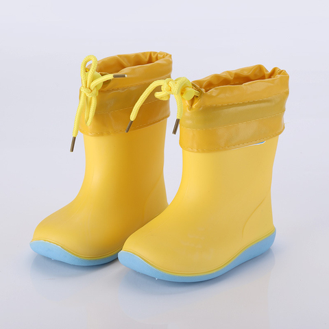 Kids Rubber Rain Boots for Girl Non-slip Boots Baby  Boys Waterproof Water Shoes Warm Children Rainboots Removable cotton cover ► Photo 1/6