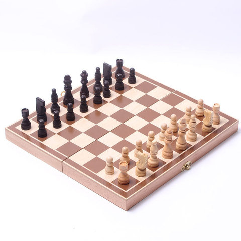 Wooden International  Folding Board Chess Pieces Set Staunton Style Chessmen Collection Portable Chesses Game ► Photo 1/1