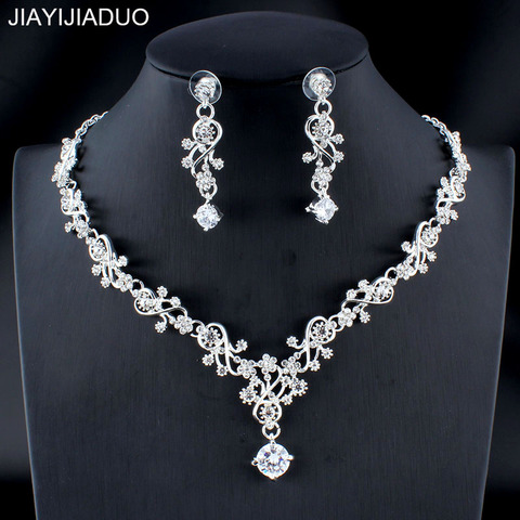 jiayijiaduo Classic women's wedding jewelry set Gold Silver Color  fine necklace earrings accessory gift  dropshipping 2022 new ► Photo 1/6