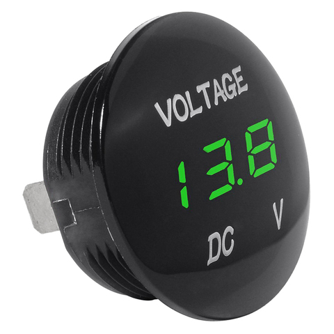 Voltage Meter Universal Voltmeter Digital Display Water Resistant LED Green Color for 12V-24V DC Car Motorcycle Automobile Tru ► Photo 1/5