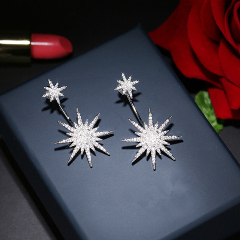 Statement Big Star Full Zircon Drop Earrings Fashion Elegant Luxurious Ear Jewelry For Women Bijoux ► Photo 1/3