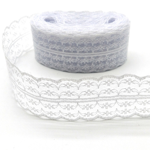 Beatiful 10 Yards High Quality White Lace Ribbon Tape 45MM Lace Trim DIY Embroidered For Sewing Decoration African Lace Fabric ► Photo 1/6