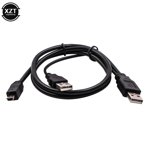 2 in 1 USB 2.0 Double A Type 2A Male to Mini 5 Pin Male Y Cable For 2.5