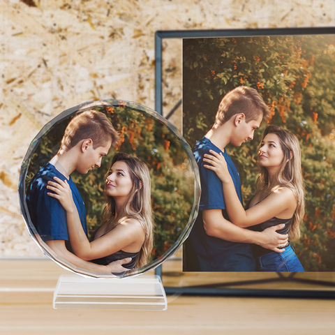 Customized Round Shape Crystal Glass Photo Frame Personalized Picture Frame Photo Album For Birthday Friends Gifts Home Decor ► Photo 1/6