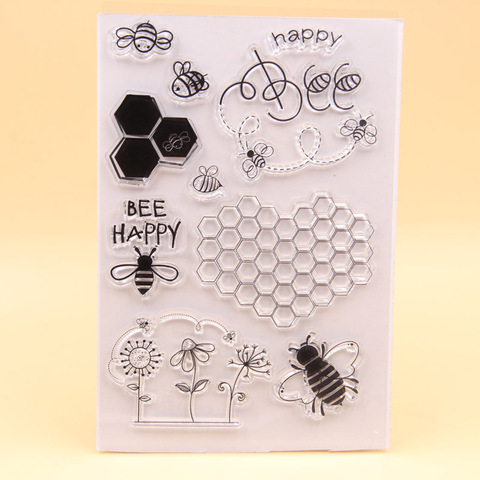 KLJUYP Happy Bee Clear Stamps Scrapbook Paper Craft Clear stamp scrapbooking ► Photo 1/1