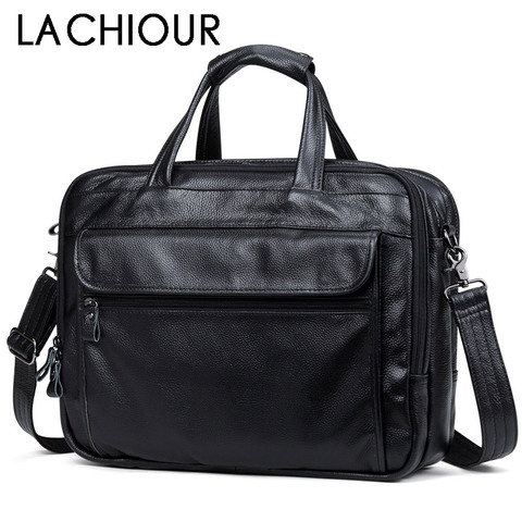 Fashion Genuine Leather Men A4 Office Bag Handbag Business Casual Men's Travel Bag 15.6