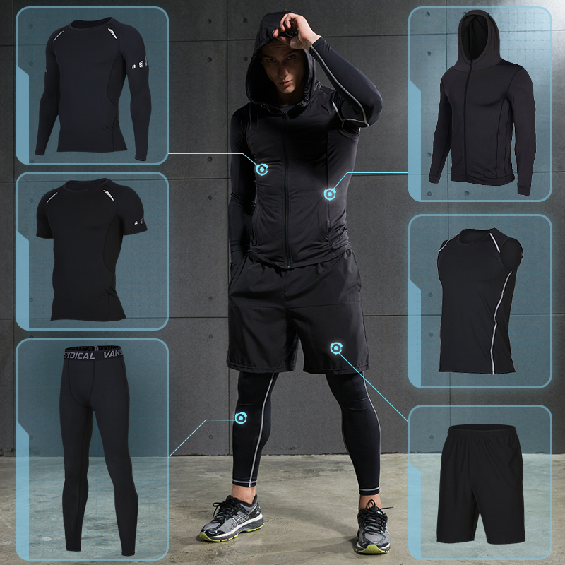 Men Gym Fitness Clothing Sportswear Workout Tights Compression Suits Mens Running Set 