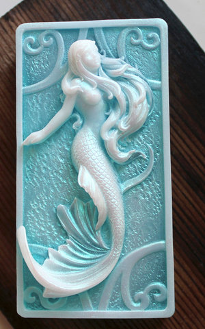 Silicone Mold Mermaid in Sea Foam Now Custom Scented Sea Scented Vegetable Based Handmade Beach Soap Mould Silicone Rubber PRZY ► Photo 1/6