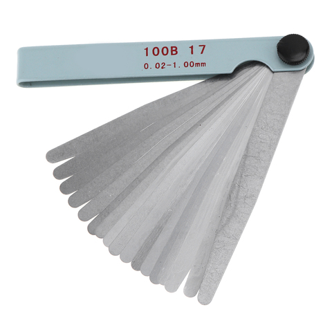 Portable Feeler Gauge 100B 17 Blade Stainless Steel with Adjustable Nut and 0.02 - 1.00mm Measuring Range Measuring Tools ► Photo 1/6