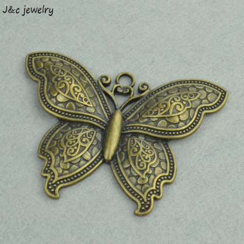 2Pcs vintage antique bronze plated butterfly charms pendant 70*54mm 3203A ► Photo 1/1