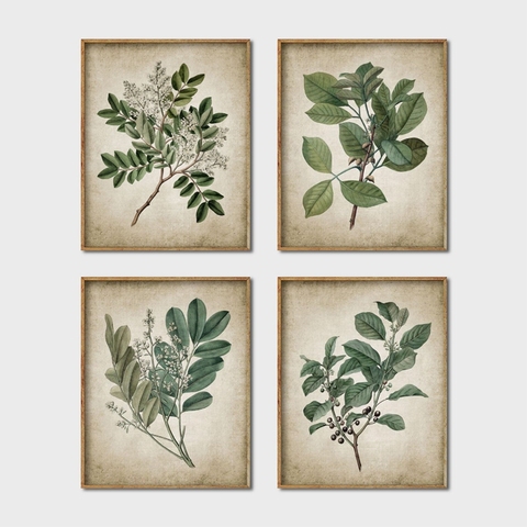 Green Plant Wall Art Prints Retro Poster , Vintage Leaves Canvas Painting Print Botanical Art Decor Wall Picture Home Decoration ► Photo 1/6