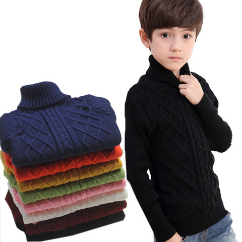Children Baby Boys Girls Turtleneck Sweater Stripe Cross Knitwear Autumn Winter Unisex Warm Bottoming Knitted Pullover 2-14T ► Photo 1/6