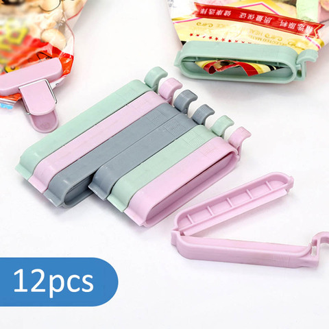 12Pcs/pack Plastic Bag Sealer Snack Food Storage Bag Clips Kitchen Tool accessories Mini Vacuum Sealing Clamp Food Clip ► Photo 1/6