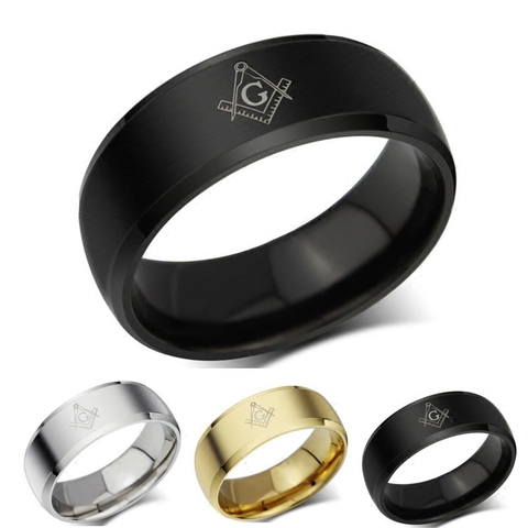 MASONIC RING Titanium Ring Men Stainless Steel Jewelry ► Photo 1/6