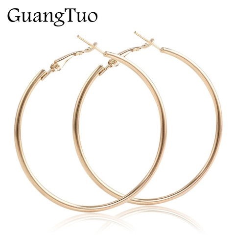 EK2088 Punk Big Size Hoop Earrings Brincos Trendy Party Exaggerated Gold Silver Color Round Circle Earrings for Women Jewelry ► Photo 1/6
