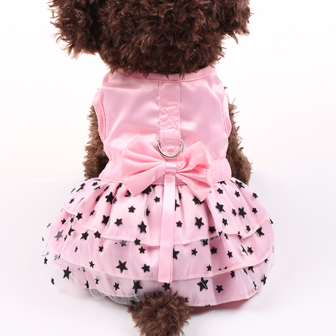 Small Dog Cat Dress Shirt Bow&Stars Design Pet Puppy Skirt Spring Summer Apparel 4 Colours ► Photo 1/6