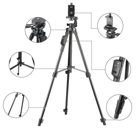 YUNTENG 5208 Aluminum Tripod with 3-Way Head & Bluetooth Remote + Clip for Camera Phone ► Photo 1/6