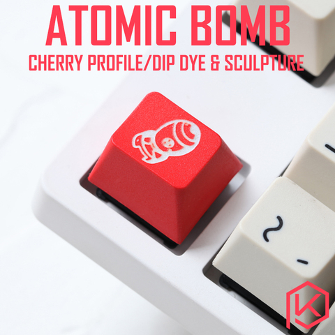 Novelty cherry profile dip dye and sculpture pbt keycap for mechanical keyboards Dye Sub legends atomic fallout 4 red white ► Photo 1/4