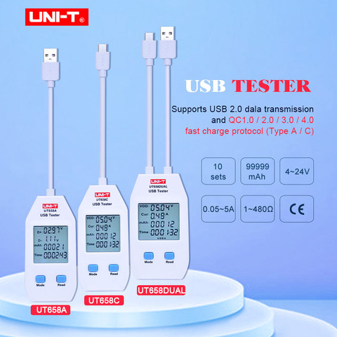 UNI-T UT658 series USB Power Meter and Tester USB-A and USB-C Digital Meter for Voltage/Current/ Capacity/Energy/Resistance ► Photo 1/6