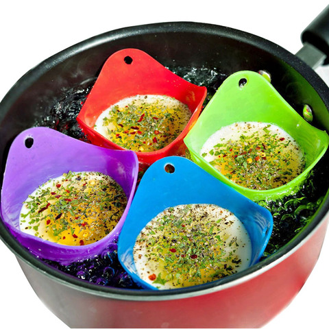 2Pcs/set Hot random color egg poacher silicone pancake egg poach pods baking cup kitchen cookware bakeware tool utensil ► Photo 1/6