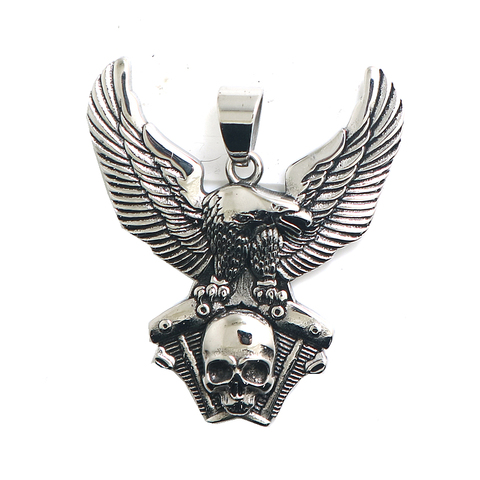 Men 316L Stainless Steel Biker Skull Eagle Engine Pendant ► Photo 1/5