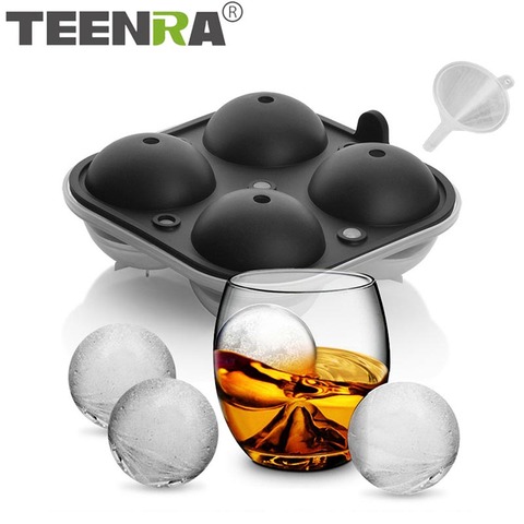 4-cavity Whiskey Ice Cube Making Sphere Mold Silicone Ice Ball Mold Ice Tray