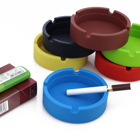 Creative Portable Rubber Silicone Round Ashtray Durable Soft Eco-Friendly Ashtray Ash Tray Holder 4 Colors Home Supplies ► Photo 1/6