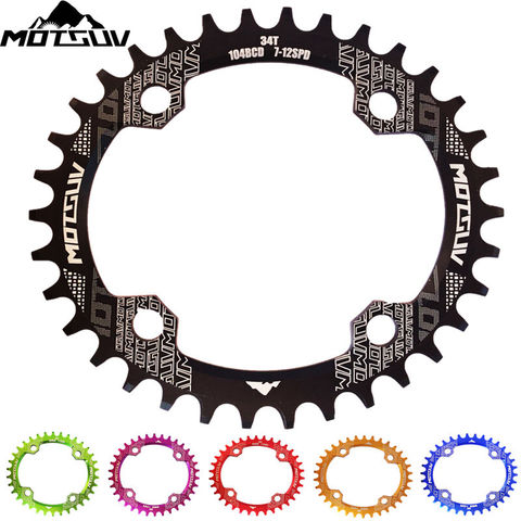 MOTSUV Bicycle Crank 104BCD 32T/34T/36T/38T Oval Chainring Narrow Wide MTB bike Chainwheel Circle Crankset Plate Bicycle Parts ► Photo 1/6