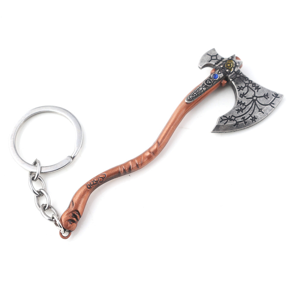God Of War Kratos Axe Keychain Ring Metal  Keyring Chains Keytag Holder Gift
