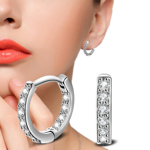 Full Crystal Earrings Luxury Silver color plated Earrings For Women Earing Zircon Earings Fashion Jewelry Stud Earing Oorbellen ► Photo 1/6