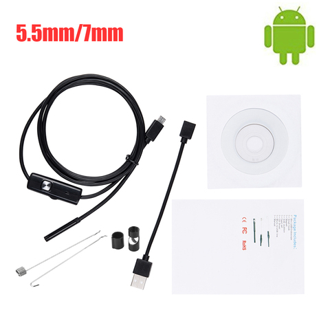 5.5mm 7mm HD Endoscope Camera  USB Endoscope With 6 LED 1/1.5/2M Soft Cable Waterproof Inspection Borescope for Android PC ► Photo 1/6