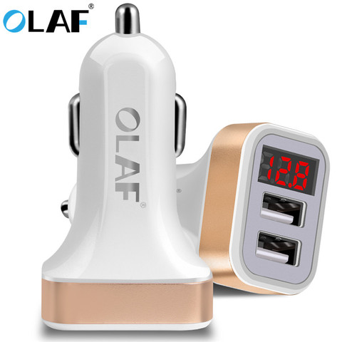 OLAF Dual USB Car Charger LED Digital Display GPS Auto Fast Charge Adapter USB Chargers For Samsung Xiaomi Tablet Car-Charger ► Photo 1/6