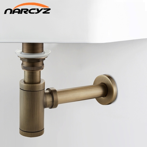 New Bottle Trap Brass Round Siphon Antique color/ Black Drain Kit Bathroom Vanity Basin Pipe Waste With Pop Up Drain XSQ1-8 ► Photo 1/6