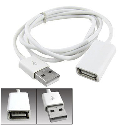 New Arrival White PVC Metal USB 2.0 Male to Female Extension Adapter Cable Cord 1m 3Ft 6TY ► Photo 1/2