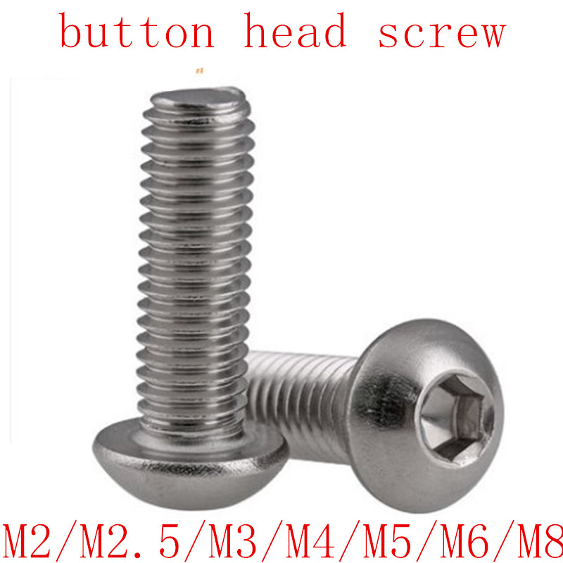 M2 M2.5 M3 M4 M5 M6 M8 Hex Allen Hexagon Socket Button Head Screw Bolt ISO7380