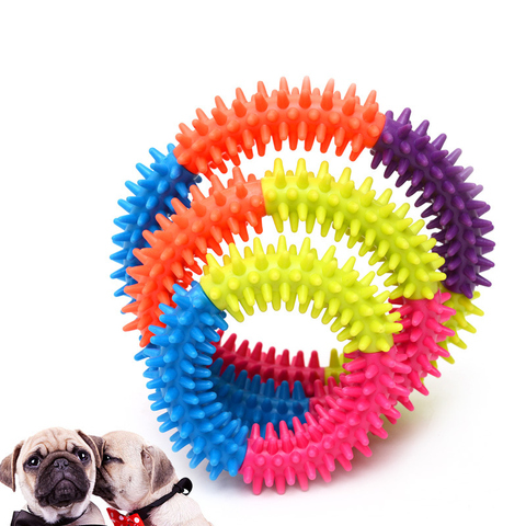 1Pcs Multicolor Non-toxic Circle Rubber Pet Dog Puppy Dental Teeth Healthy Chew Biting Ring Play Toy Dog Toys Pet Dog Cat Puppy ► Photo 1/6