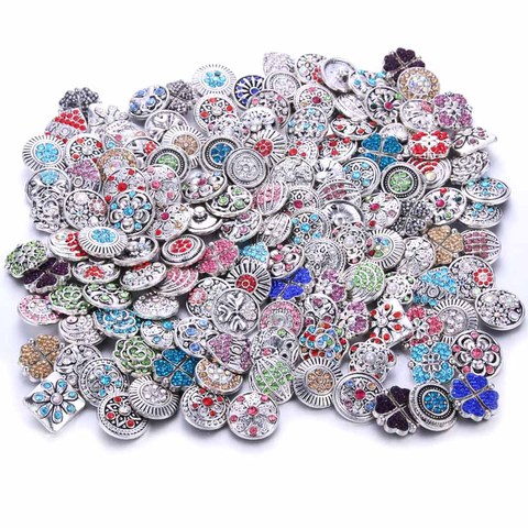 10pcs/lot 12mm 18mm Snap Buttons Jewelry for Snaps Bracelet Mixed Rhinestone Metal Charms DIY Buttons Snap Jewelry ► Photo 1/6