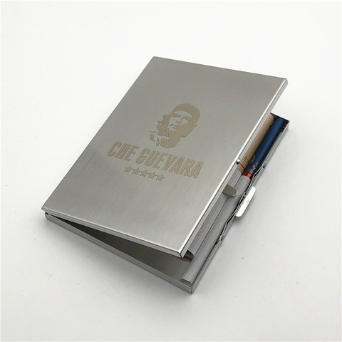 Alalinong Che Guevara Stainless Steel Cigarette Case Ultra Thin Metal Universal Cigarette Boxes Wire Drawing Process Smoking Box ► Photo 1/6