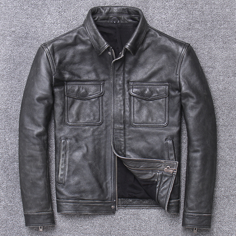 Free shipping.Sales Plus Size classic leather jacket,casual genuine leather coat,vintage mens slim leather coat.business,sales ► Photo 1/1