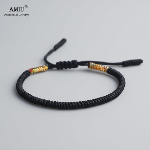 AMIU Tibetan Handmade Buddhist Lucky Bracelets & Bangles For Women Men Black Rope Knots Amulet Gift Tibetan Braided Bracelet ► Photo 1/4