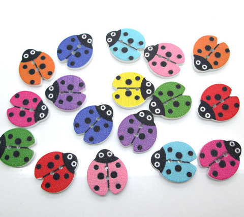 50Pcs Mixed Ladybug Wood Shape Apparel Sewing Buttons For Kids Clothes Scrapbooking Decorative Handicraft DIY Accessories ► Photo 1/1