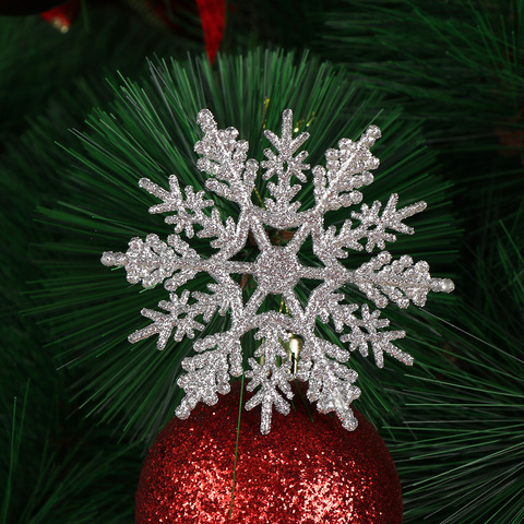 12Pcs Charming 7.5/10cm Gold Powder Snowflake for Xmas White Christmas Tree Decor Party Holiday Christmas Ornaments Home Decor ► Photo 1/6