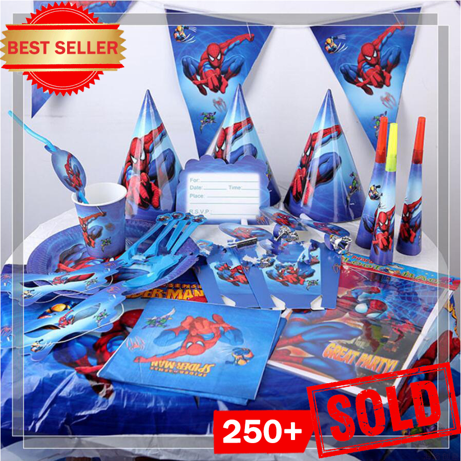 Spiderman Superhero Birthday Party Supplies Tableware Boys Decor Plates  Balloon 