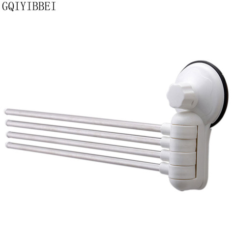 GQIYIBBEI Strong Suction Cup Stainless Steel Towel Bar Rotating Rack Bathroom Kitchen Polished Holder 4 Swing Arm Wall Hanger ► Photo 1/6