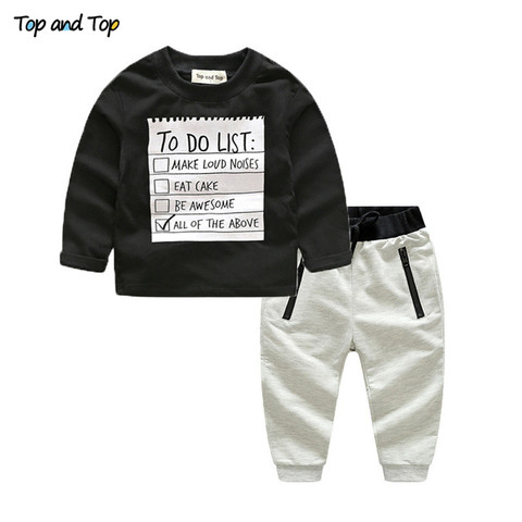 Top and Top Spring Autumn Casual Kids Boys Clothing Sets Cotton Long Sleeve Letters T-shirt+Pants 2Pcs suits Children Sportswear ► Photo 1/6