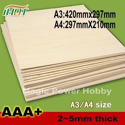 AAA+Balsa Wood Sheet Balsa Plywood A3 A4 size 420mmx297mm 297mmx210mm 2~5mm Thickness For RC Airplane Boat Model Sand Table DIY ► Photo 1/6