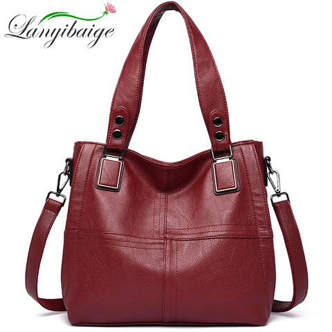 New Luxury Brand Women Leather Handbag Genuine Leather Casual Tote Bags High Quality Soft Sheepskin Female Big Shoulder Bags ► Photo 1/6